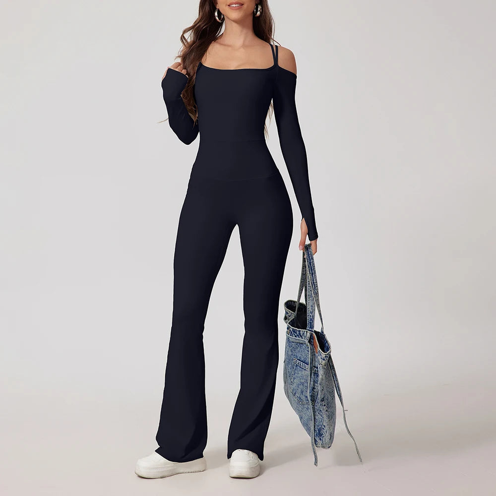 Yoga Jumpsuit Women'S Gym Fitness Bodysuits Sports Overalls for Woman Tracksuit Yoga Clothing Female Flared Trousers Sportswear